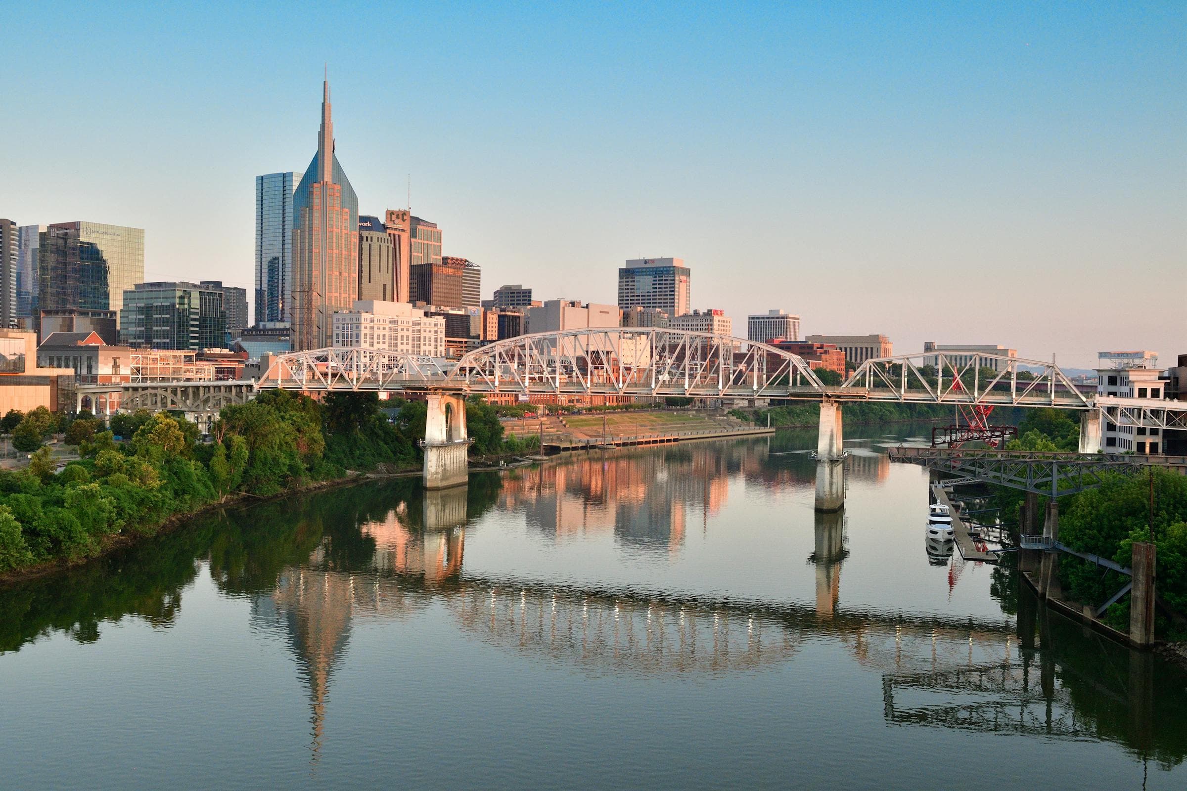 Nashville pedestrian bridge at sunrise — Middle Tennessee