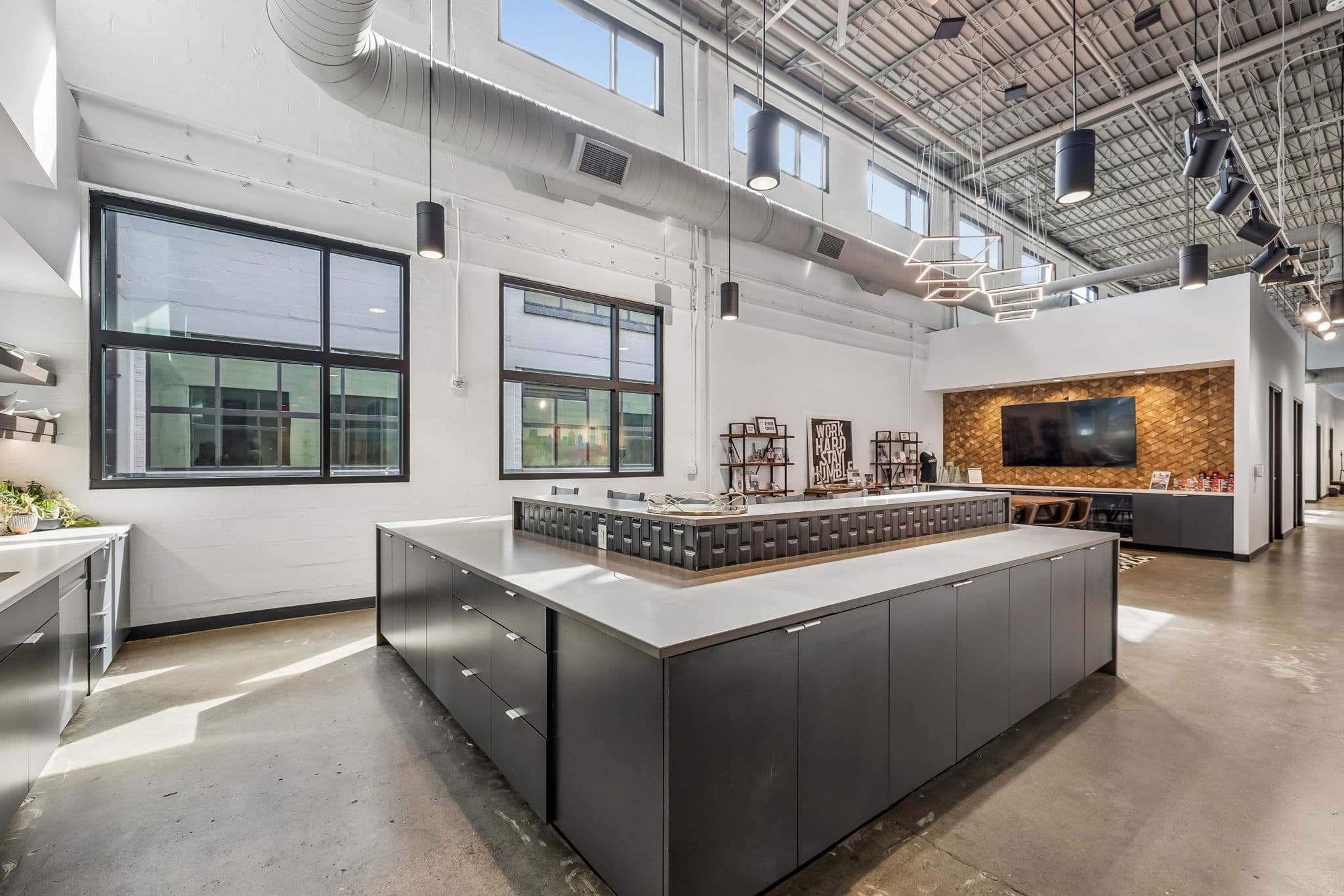 Kitchen and lounge area at KW Nashville Music City — where strategic partners connect